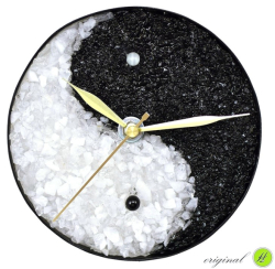 Clock Yin - Yang (crystal and shungite)